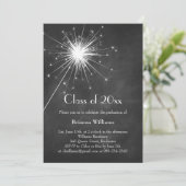 Einladung des Abschlusses "Chalkboard Sparkler" (Stehend Vorderseite)