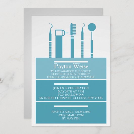 Einladung des Abschlusses Dental Instruments (Vorne/Hinten)