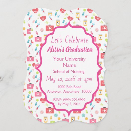 Einladung des Abschlusses der Krankenpflege (Vorne/Hinten)