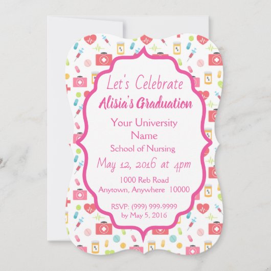 Einladung des Abschlusses der Krankenpflege (Vorderseite)