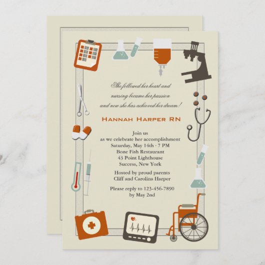 Einladung des Abschlusses der Krankenpflege in der (Vorne/Hinten)