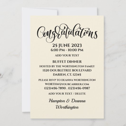 Einladung des Abschlusses der Medizinschule (Rückseite)