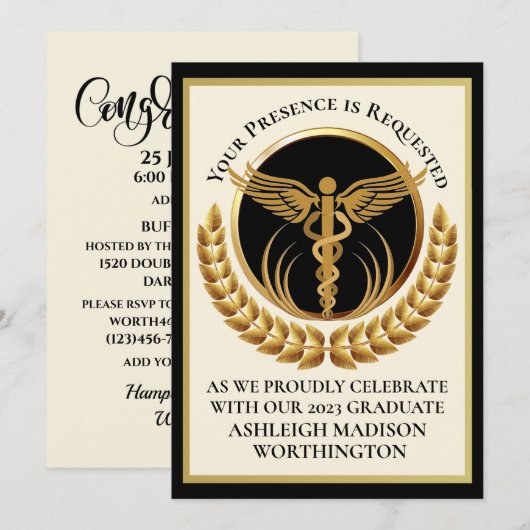 Einladung des Abschlusses der Medizinschule (Vorne/Hinten)