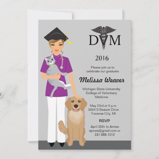 Einladung des Abschlusses der Veterinärschule | Fr (Vorderseite)