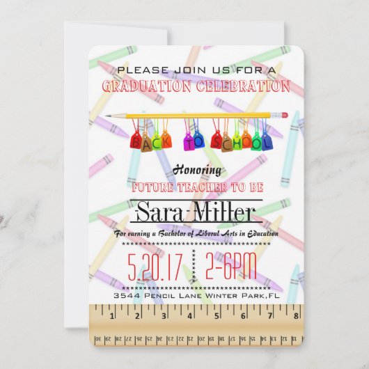 Einladung des Abschlusses des Bleistift-Lehrers (Vorderseite)