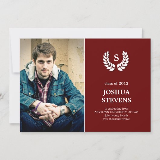 Einladung des Abschlusses des Law Wreath Law Foto (Vorderseite)