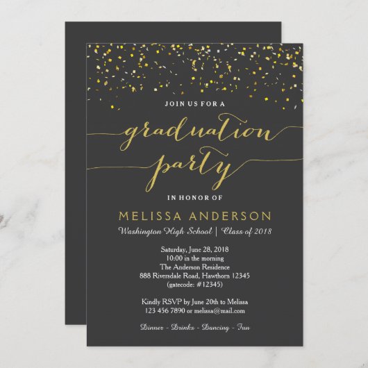 Einladung des Abschlusses, Einladung der Graduiert (Vorne/Hinten)