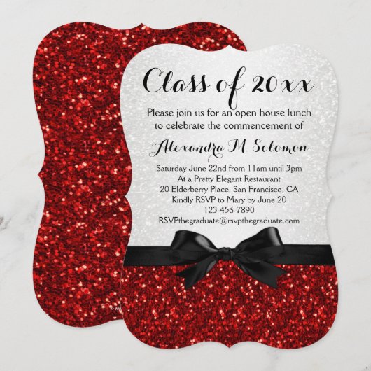 Einladung des Abschlusses "Funkelnd Bow in Rot/Wei (Vorne/Hinten)