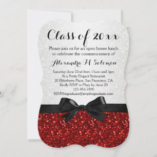 Einladung des Abschlusses "Funkelnd Bow in Rot/Wei