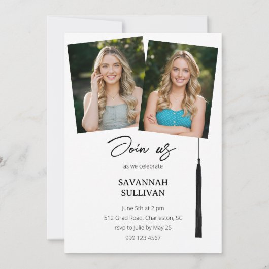 Einladung des Abschlusses für das Skript-Foto (Rückseite)