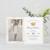 Einladung des Abschlusses für geometrisches Foto (Stehend Vorderseite)