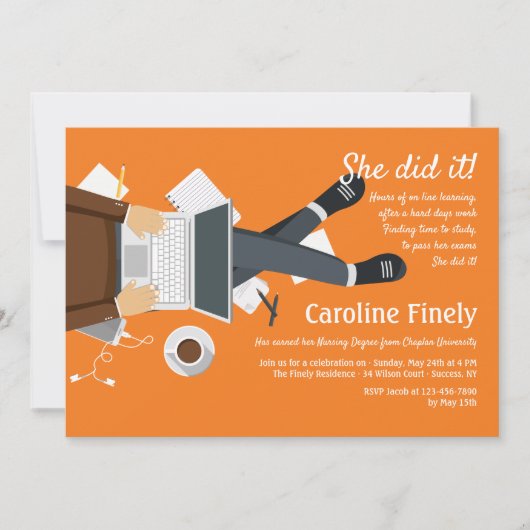 Einladung des Abschlusses für Laptop-Studien (Vorderseite)