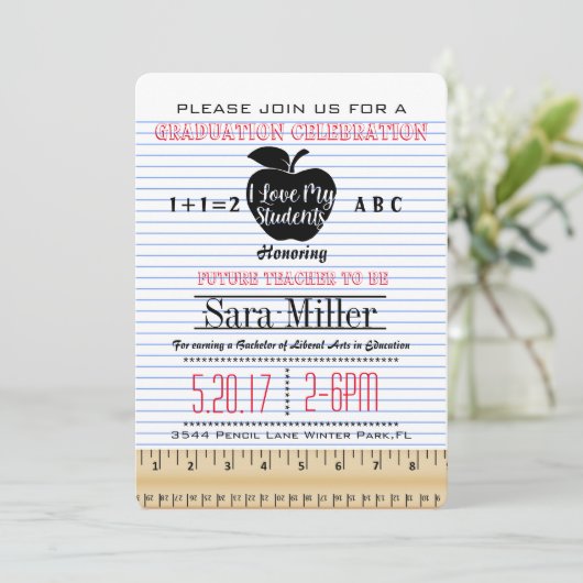 Einladung des Abschlusses für Notebook-Papierlehre (Stehend Vorderseite)