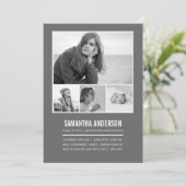 Einladung des Abschlusses - Grau (Stehend Vorderseite)