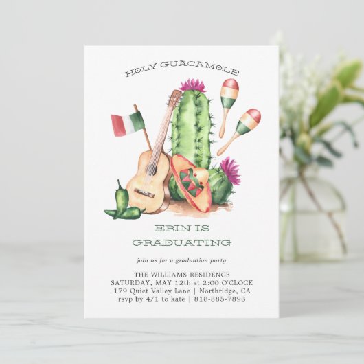 Einladung des Abschlusses Heiligen Guacamole Fiest (Stehend Vorderseite)