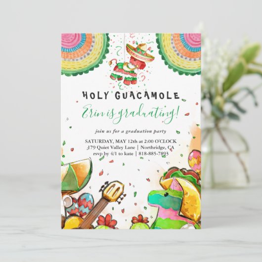 Einladung des Abschlusses Heiligen Guacamole Fiest (Stehend Vorderseite)
