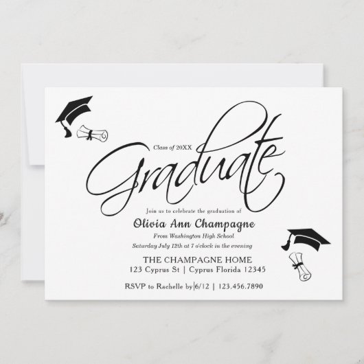 Einladung des Abschlusses mit Cap and Diploma (Vorderseite)