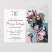 Einladung des Abschlusses "Modernes Blumenstethosk Postkarte (Vorderseite)