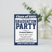 Einladung des Abschlusses "Navy White School Color (Stehend Vorderseite)