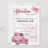 Einladung des Abschlusses Pink LKW (Vorderseite)