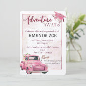 Einladung des Abschlusses Pink LKW (Stehend Vorderseite)