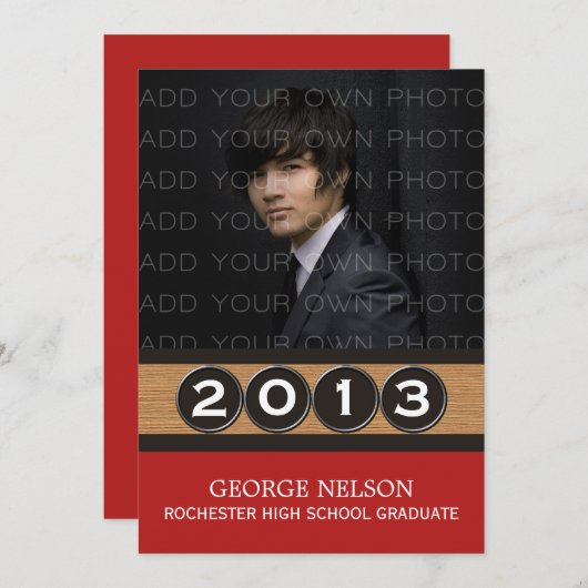 Einladung des Abschlusses Red Classy Keys (Vorne/Hinten)