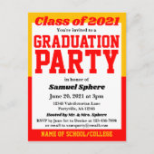 Einladung des Abschlusses Red Gold School Colors (Vorderseite)