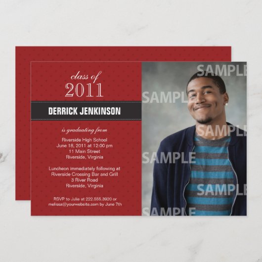 Einladung des Abschlusses Ribbon Cross (Vorne/Hinten)