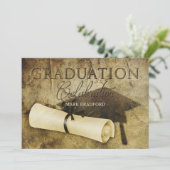 EINLADUNG DES Abschlusses - RUSTIKA - FOTO/RÜCKKEH (Stehend Vorderseite)