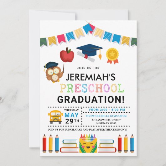 Einladung des Abschlusses vor der Schule (Vorderseite)