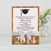 Einladung des Abschlusses Weißer Band und Giraffe (Stehend Vorderseite)