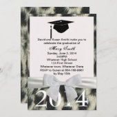 Einladung des Abschlusses White Ribbon Snow Leopar (Vorne/Hinten)