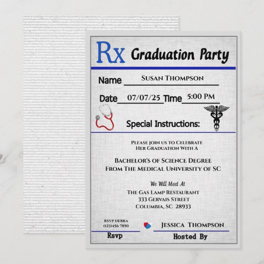 Einladung des Abschlusses zur ärztlichen Verschrei (Vorne/Hinten)