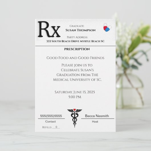 Einladung des Abschlusses zur ärztlichen Verschrei (Stehend Vorderseite)