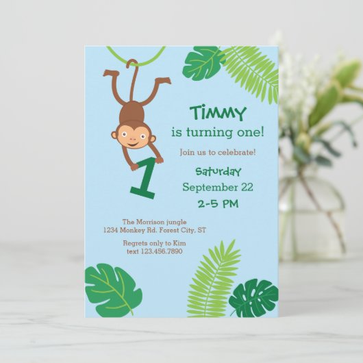 Einladung des Affen zum ersten Geburtstag (Stehend Vorderseite)