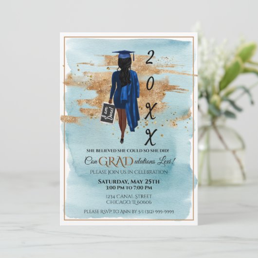 Einladung des afroamerikanischen Abschlusses (Dunk (Stehend Vorderseite)