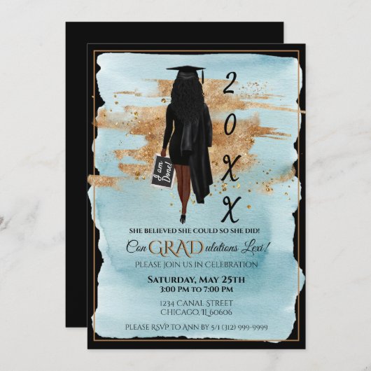 Einladung des afroamerikanischen Abschlusses (Dunk (Vorne/Hinten)