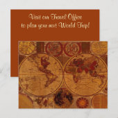 EINLADUNG DES ALTEN WELTKARTENREISEBÜROS POSTKARTE (Vorne/Hinten)