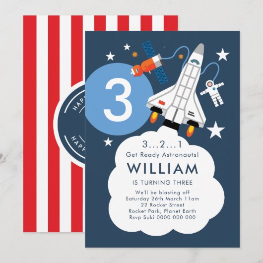 Einladung des Astronautenraketenraumschiffs (Vorne/Hinten)