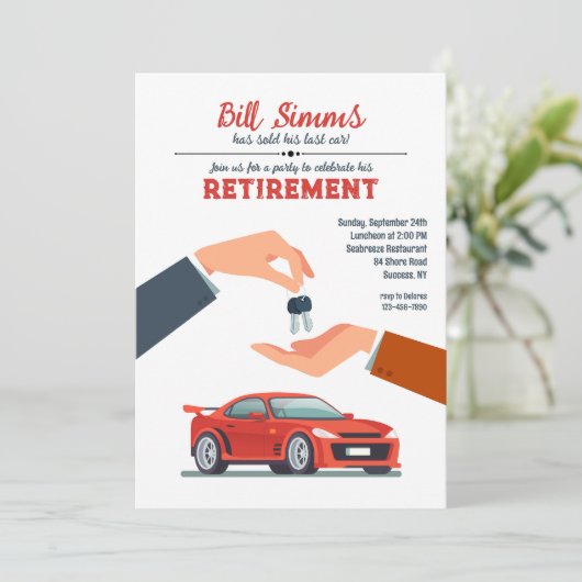 Einladung des Autohändlers zur Einberufung (Stehend Vorderseite)