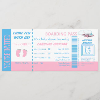 Einladung des Baby Girl Flight Tickets kundenspezi