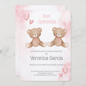 Einladung des Babyduschparas als tema osito (Vorne/Hinten)