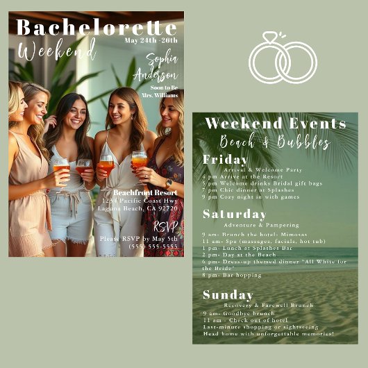 Einladung des Bachelorette Weekend Magazine
