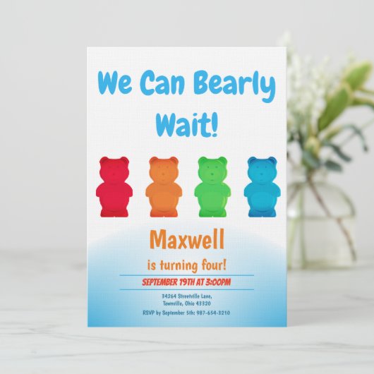 Einladung des Bärenkids von Vertikal Gummy (Stehend Vorderseite)