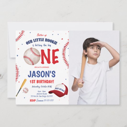 Einladung des Baseball-Fotos (Vorderseite)