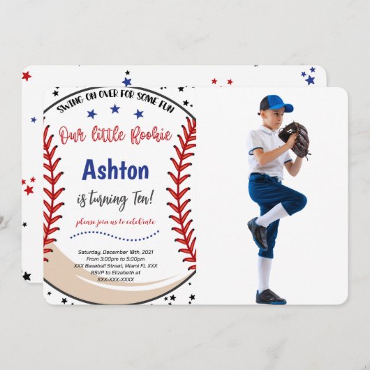 Einladung des Baseball-Fotos (Vorne/Hinten)