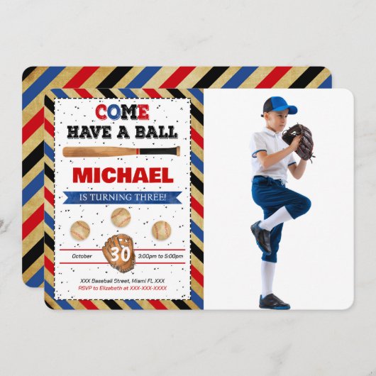 Einladung des Baseball-Fotos (Vorne/Hinten)