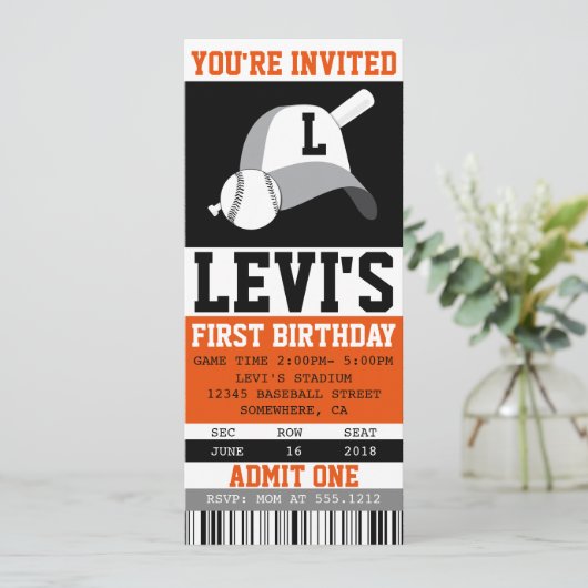 EINLADUNG DES BASEBALL-TICKETS (Stehend Vorderseite)