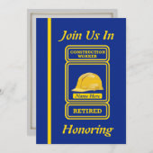 Einladung des Bauarbeiters zur Ruhestandsregelung (Vorne/Hinten)