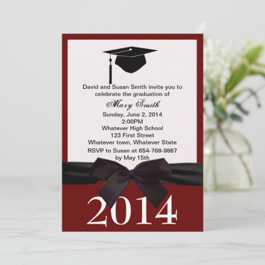 Einladung des Black Ribbon-Abschlusses (Stehend Vorderseite)